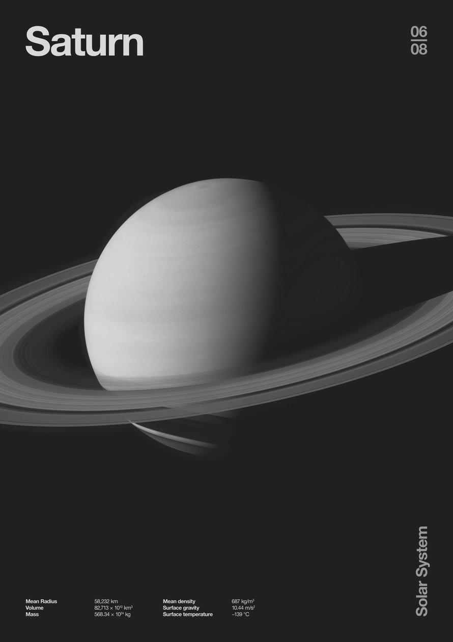 Satürn : Minimal Gezegen Verileri, 2023 (dijital) by Florent Bodart