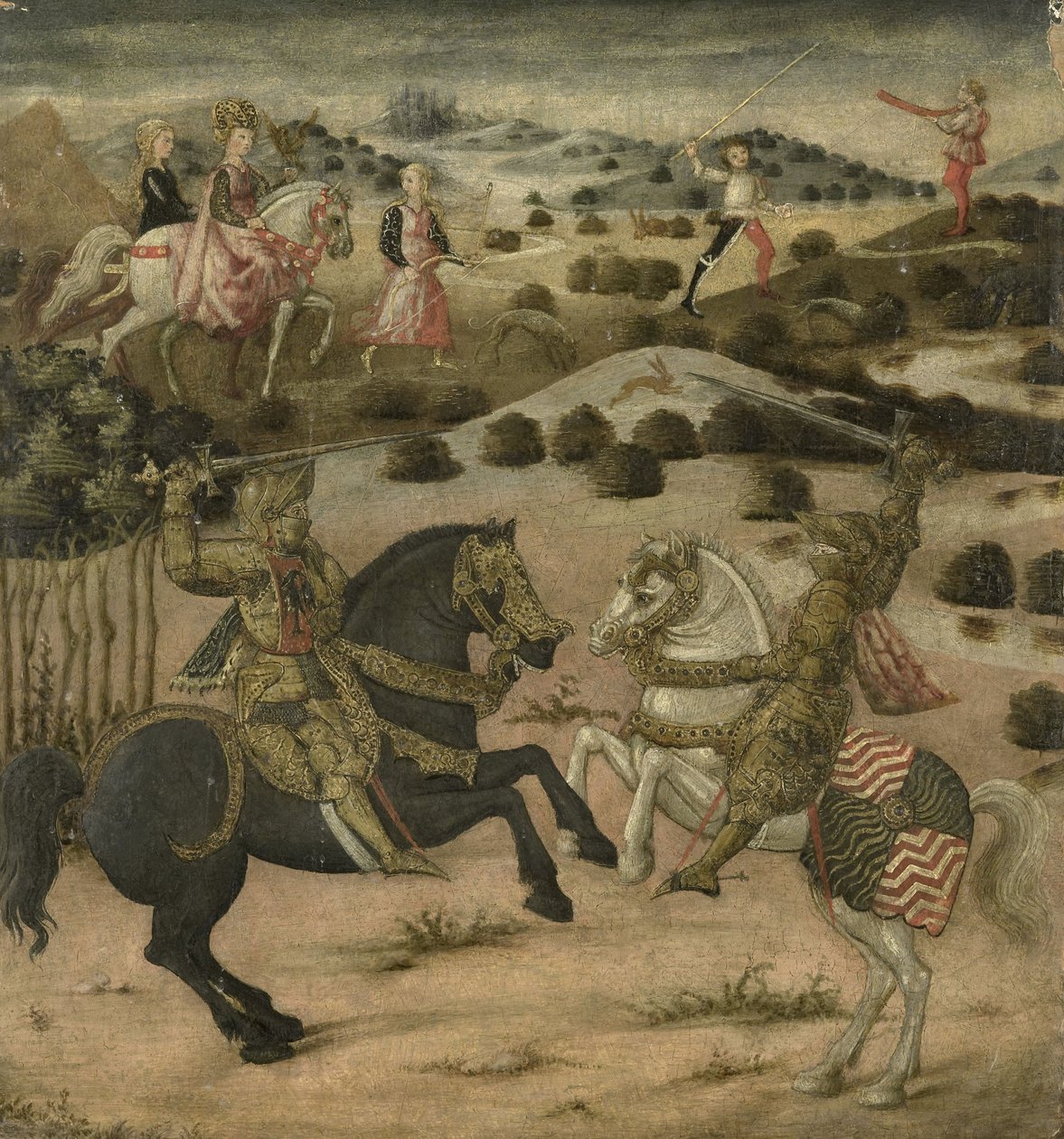 Bir Şövalye Efsanesi (bir kassonun uç paneli), 1450-74 (panel) by Florentine School