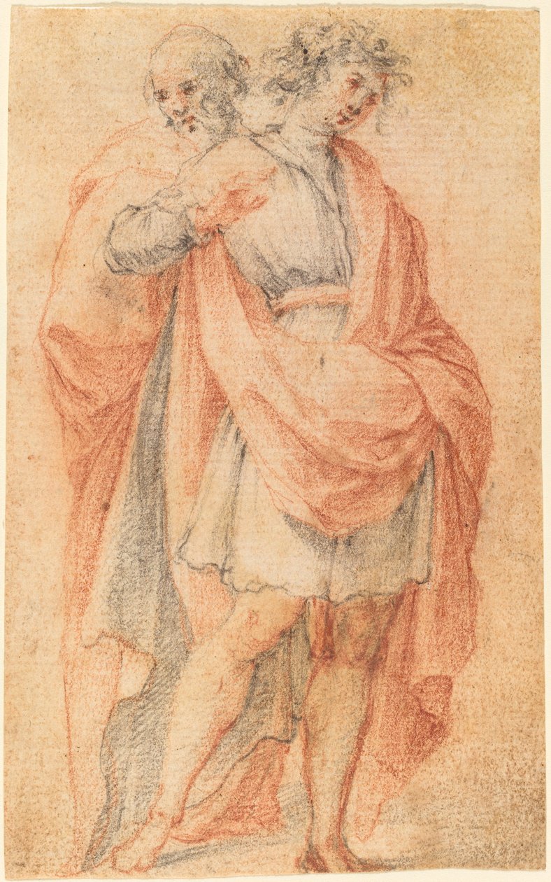 İki Erkek Figürü: Bir Genç ve Bir Yaşlı Adam by Florentine 17th Century