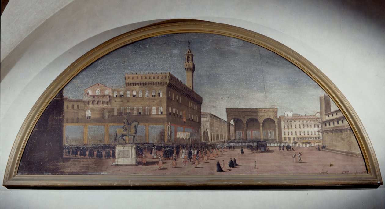 Lunette, Piazza della Signoria, Floransa manzaralı by Florentine School