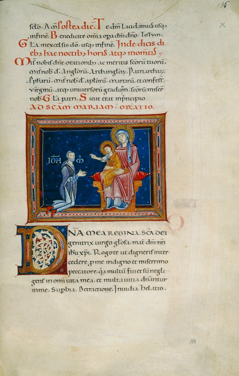Madonna, Çocuk ve bağışçıyla tahtında (Cod. Pluteo XVII.3, c. 155) by Florentine School
