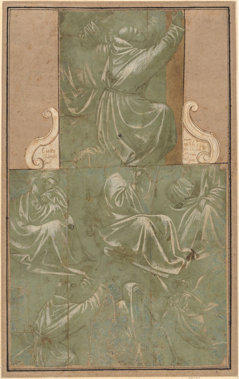 Saint Francis Kneeling ve Diğer Figürlerin Çalışmaları by Florentine School