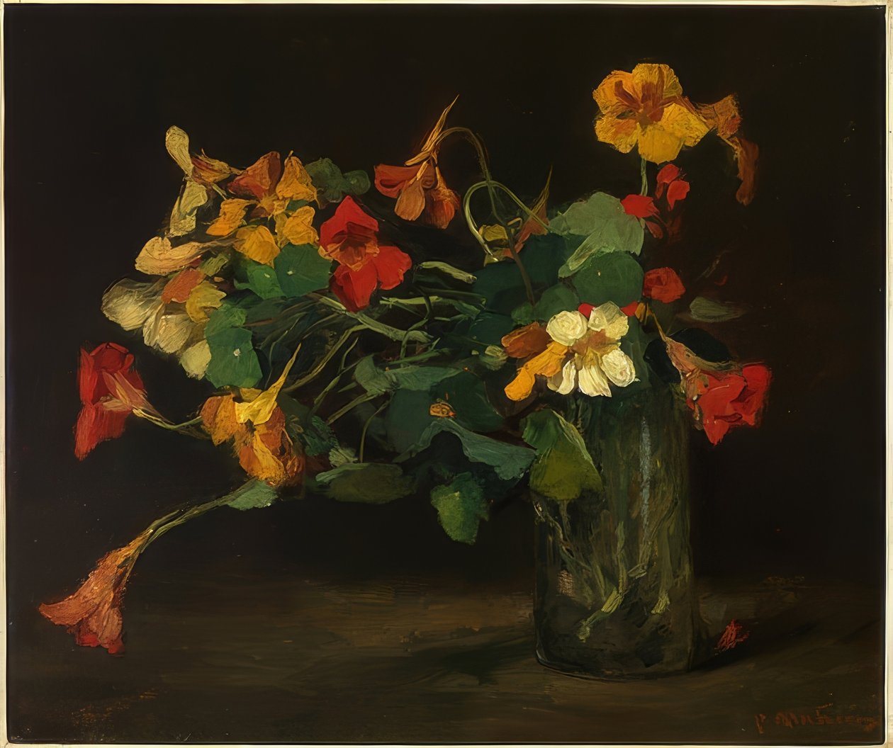 Nasturtiums ile çiçeklerle natürmort by Floris Arntzenius