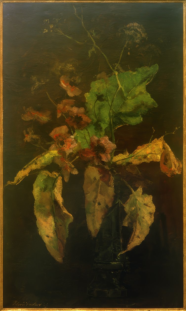 Anemonlar ve yapraklar by Floris Verster