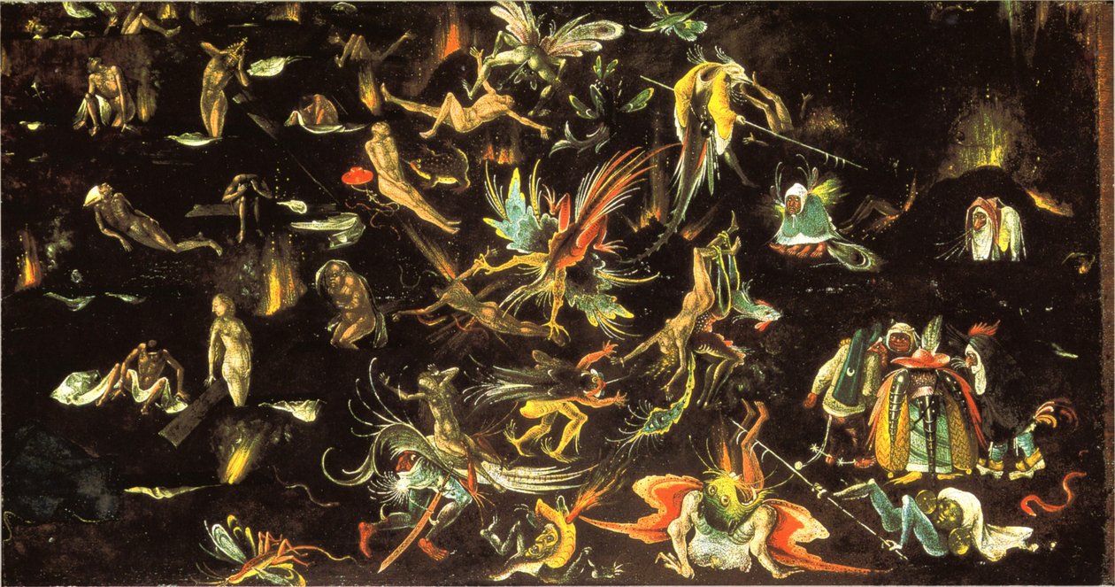 Ölülerin dirilişi ve mahkûmiyet cehenneme götürür (Kıyametin bir parçası) by Follower of Hieronymus Bosch