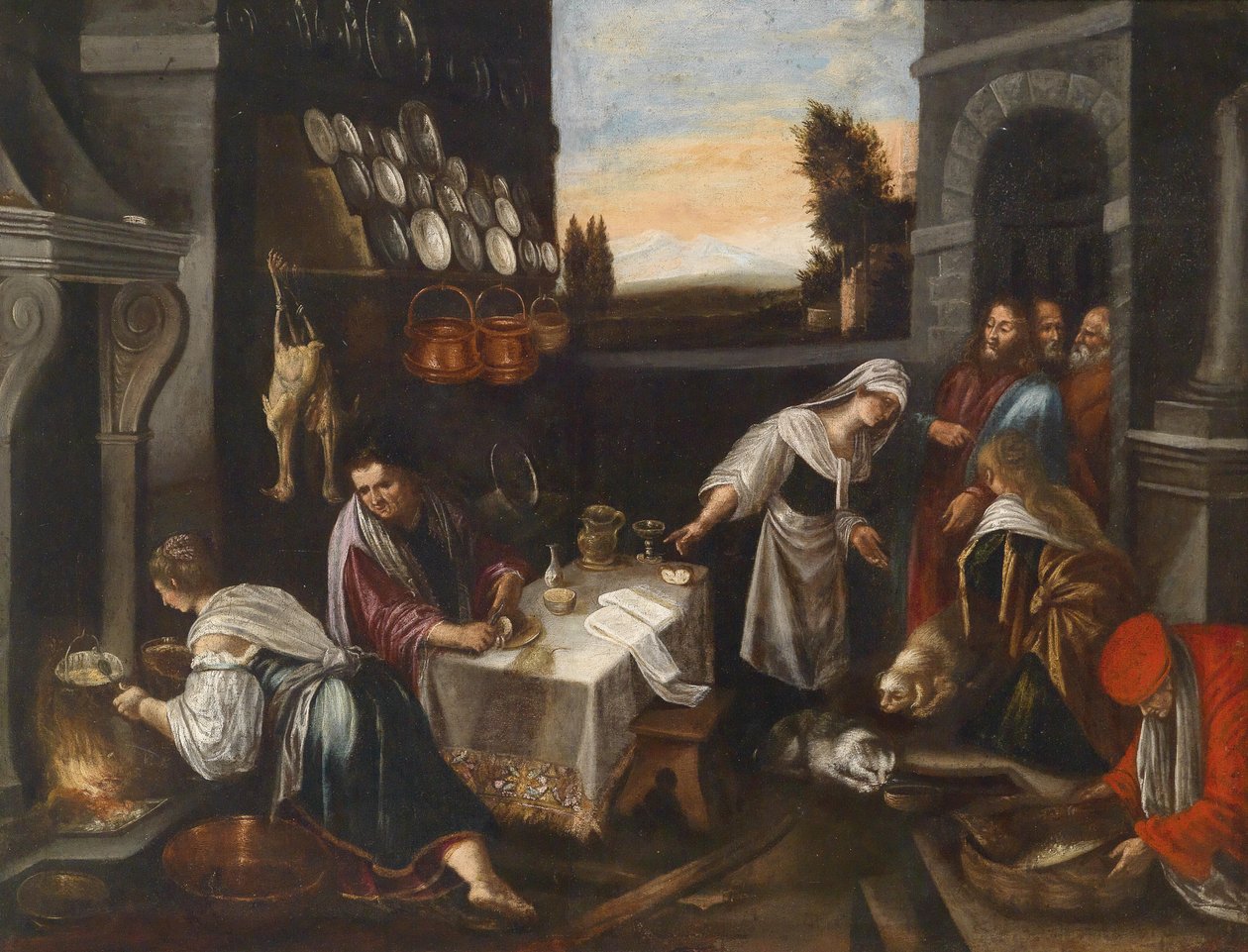 Christus im Hause von Martha und Maria by Follower of Jacopo Bassano