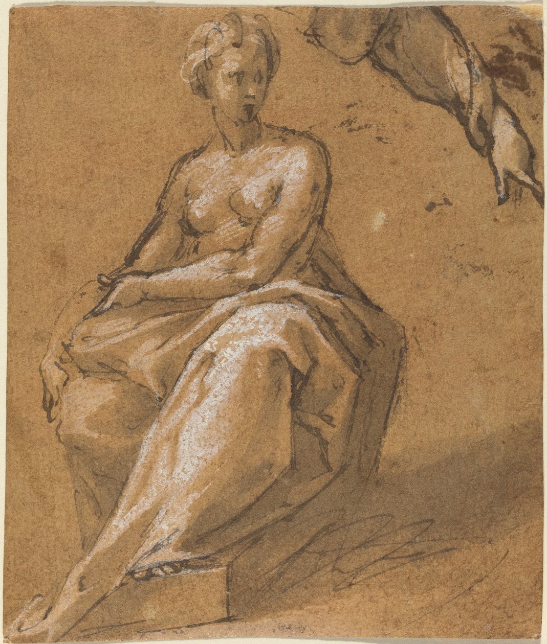 Perdeli Oturan Çıplak by Follower of Bartholomaeus Spranger