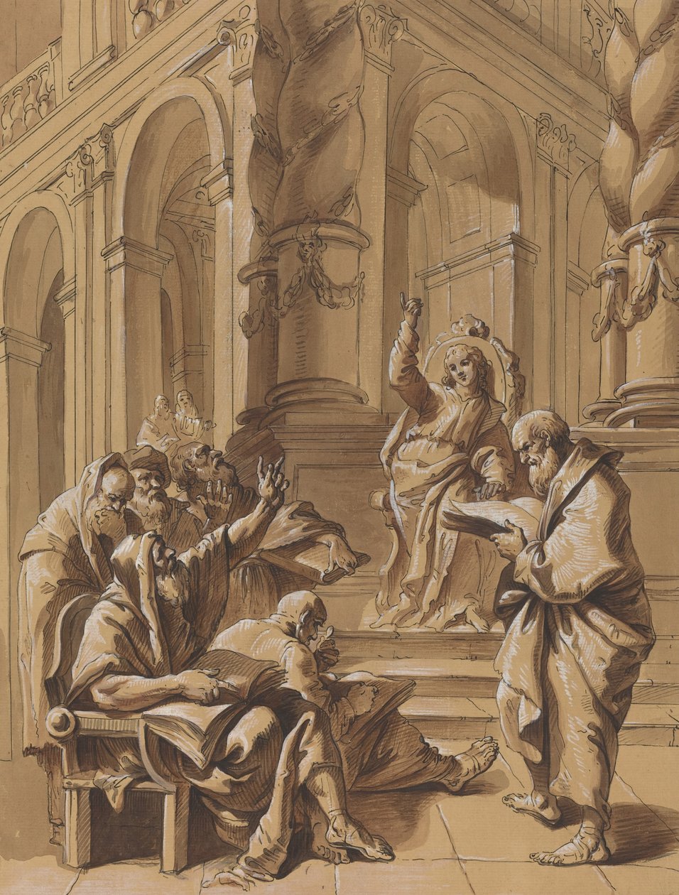 Doktorlar arasında İsa by Follower of Francesco Fontebasso