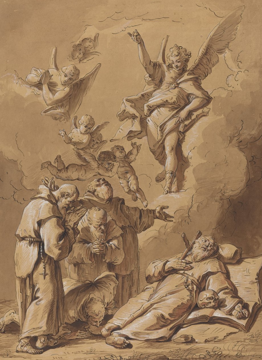 Kutsal Bir Keşişin Ölümü by Follower of Francesco Fontebasso