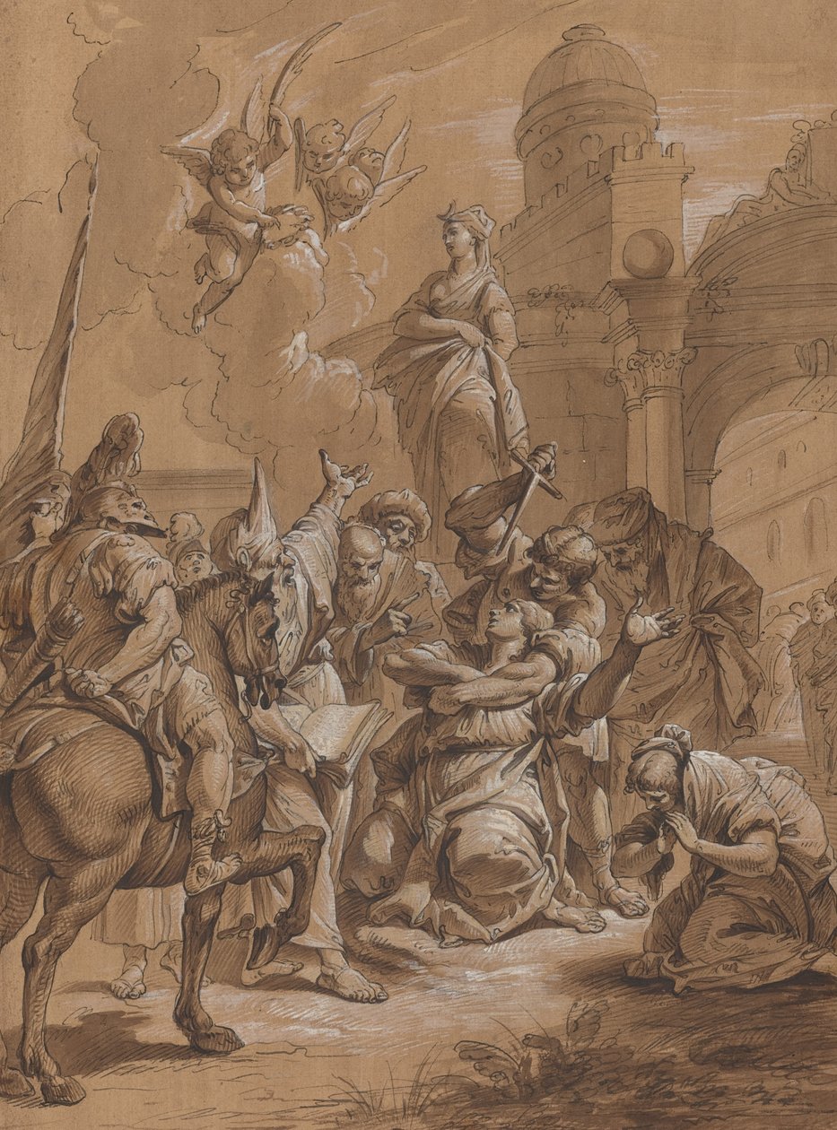 Bir Kadın Azizin Şehitliği by Follower of Francesco Fontebasso