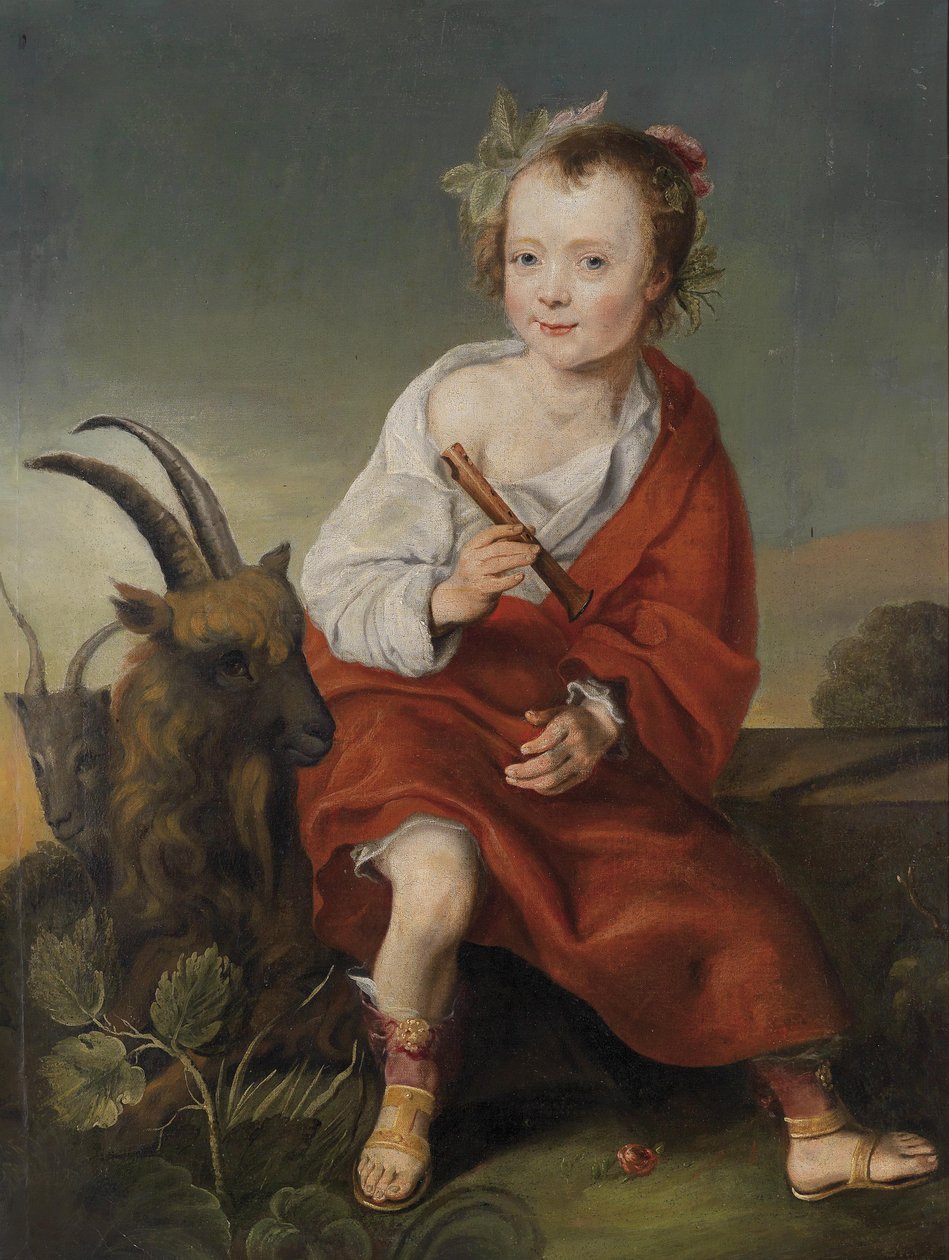 Flüt ve keçi olan çocuk by Follower of Jacob Gerritsz. Cuyp
