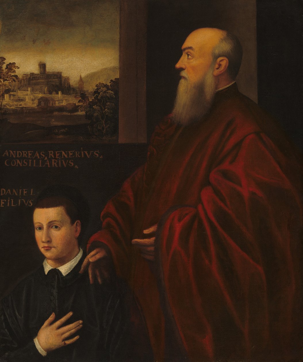 Andrea Renier ve Oğlu Daniele by Follower of Jacopo Tintoretto
