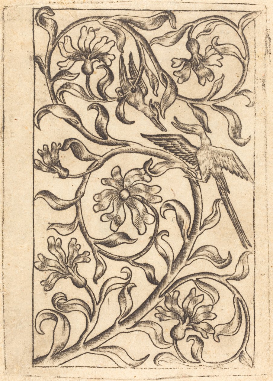 İki Kuşlu Asma Süsleme by Follower of Master of the Playing Cards