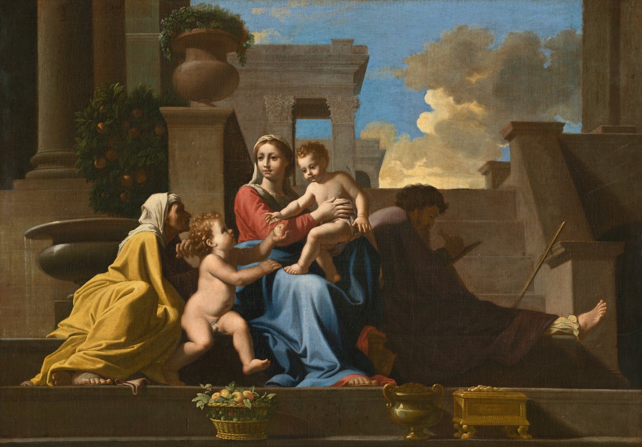 Basamaklardaki Kutsal Aile by Follower of Nicolas Poussin
