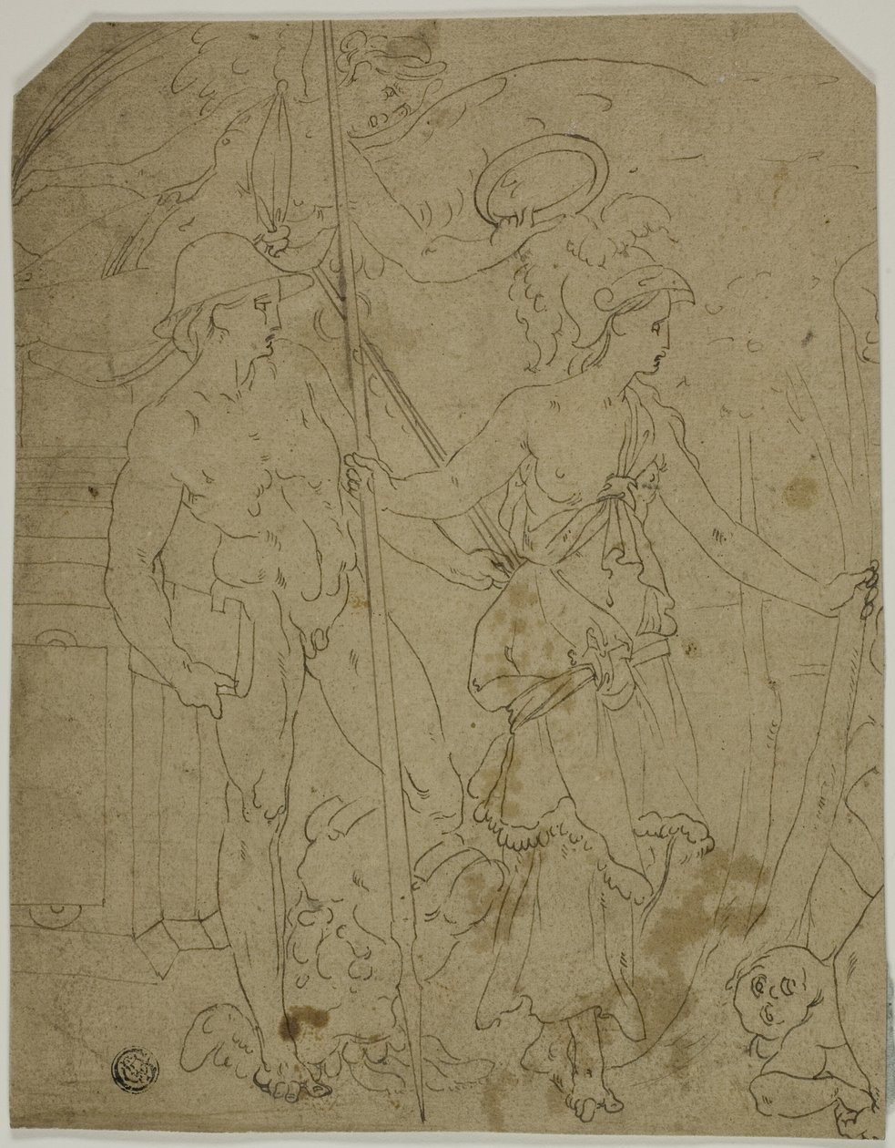 Merkür ve Minerva ile sahne by Fontainebleau School