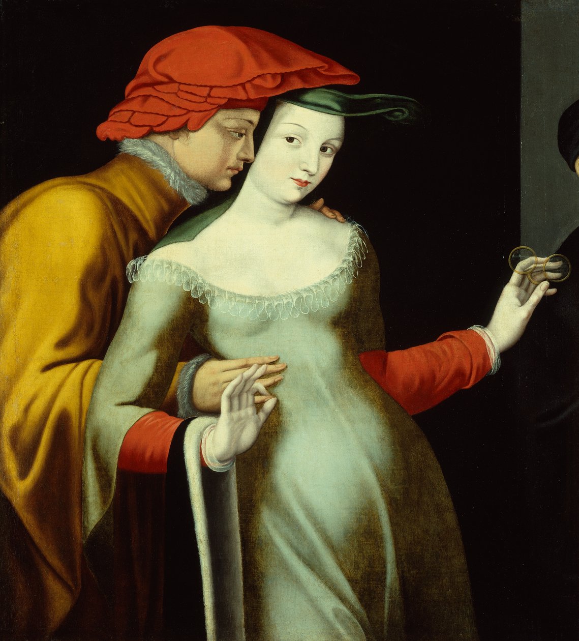 Aşıklar, 1600 civarı (tuval üzerine yağlıboya) by Fontainebleau School