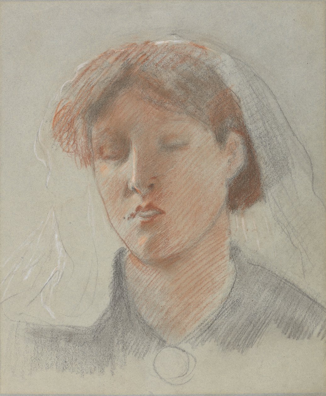 Sanatçının Karısı Emma, Düğün Gününde (kağıt üzerinde renkli tebeşirler) by Ford Madox Brown