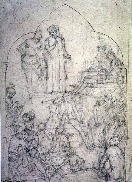 Edward III Mahkemesinde Chaucer - Çalışma, 1845 by Ford Madox Brown