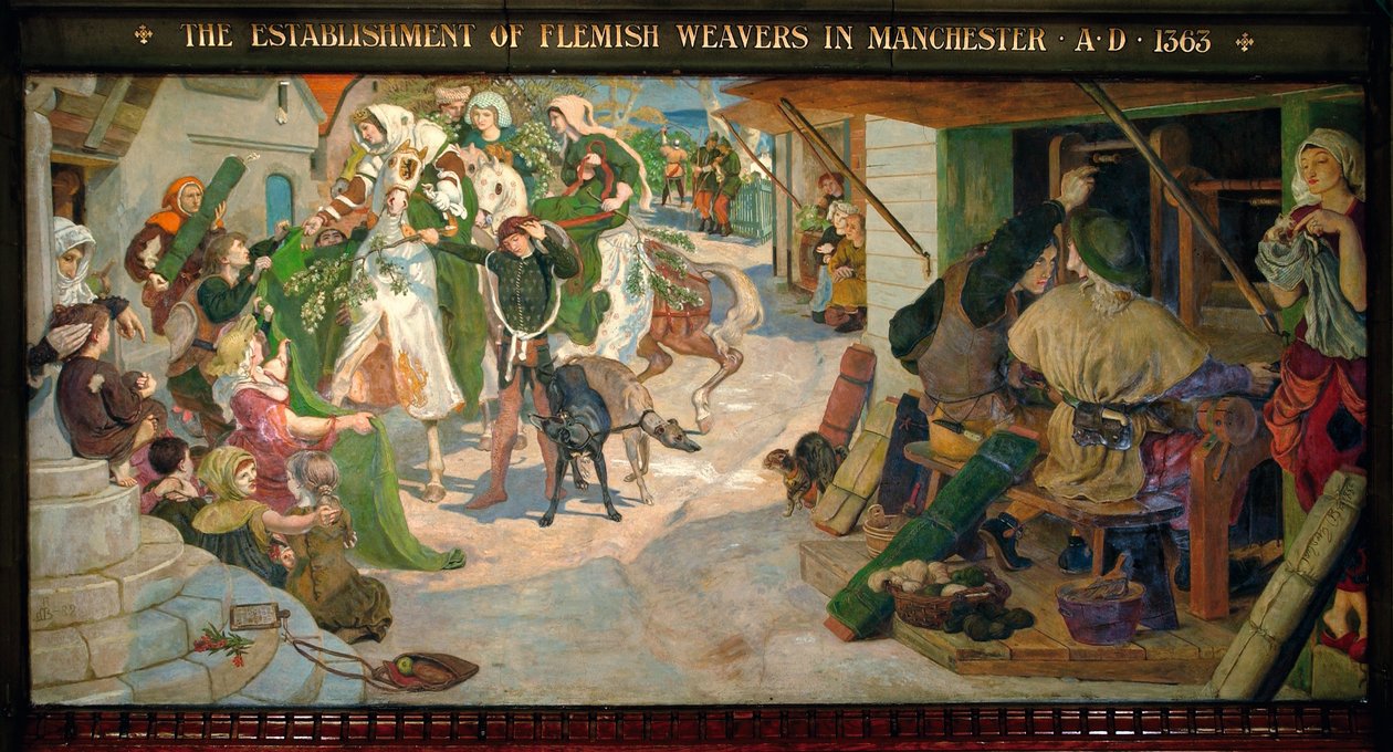 1363'te Manchester'da Flaman Dokumacıların Kuruluşu by Ford Madox Brown