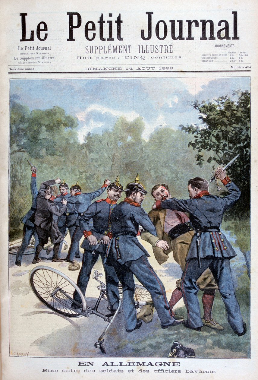 Alman askerleri ve Bavyera subayları arasında bir arbede, Almanya, 1898 by Fortuné Méaulle