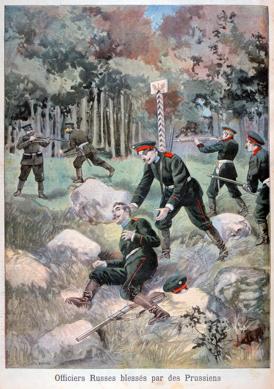 Rus subayı Prusyalılar tarafından yaralandı, Rusya sınırı, 1898 by Fortuné Méaulle
