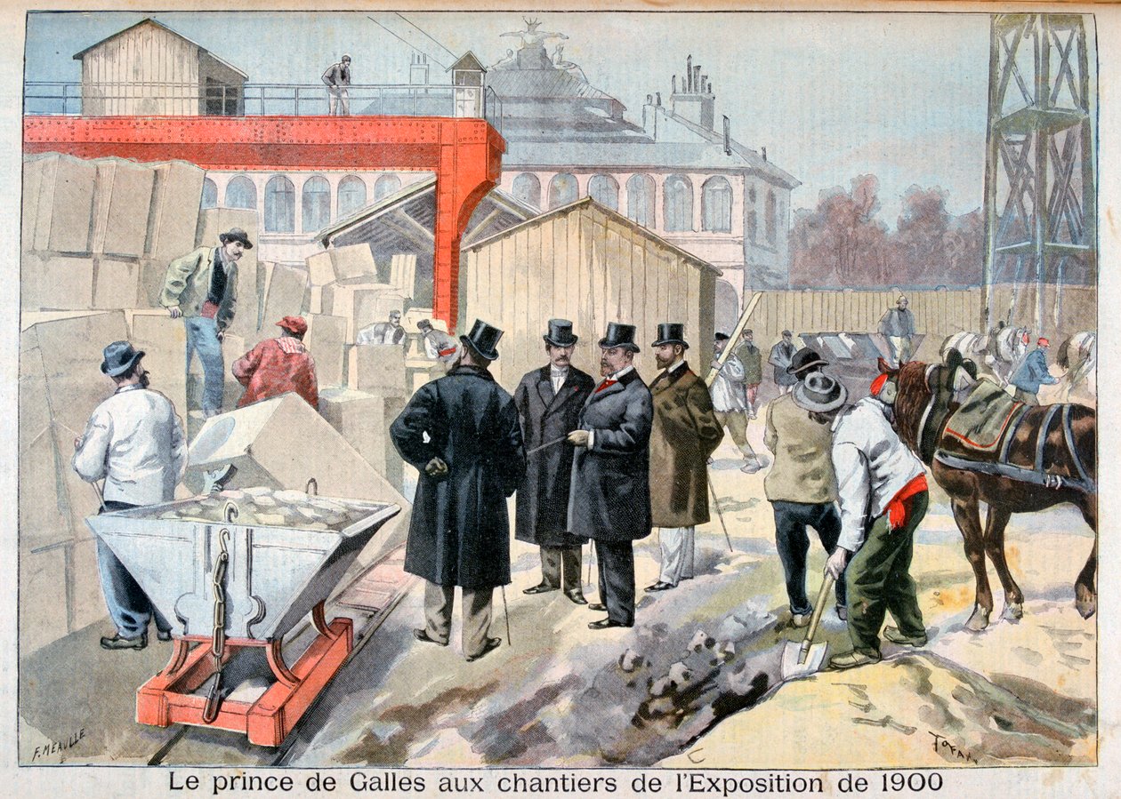 Galler Prensi, 1900 tarihli Exposition Universelle için inşaat alanlarını ziyaret ediyor, Paris, 1898 by Fortuné Méaulle