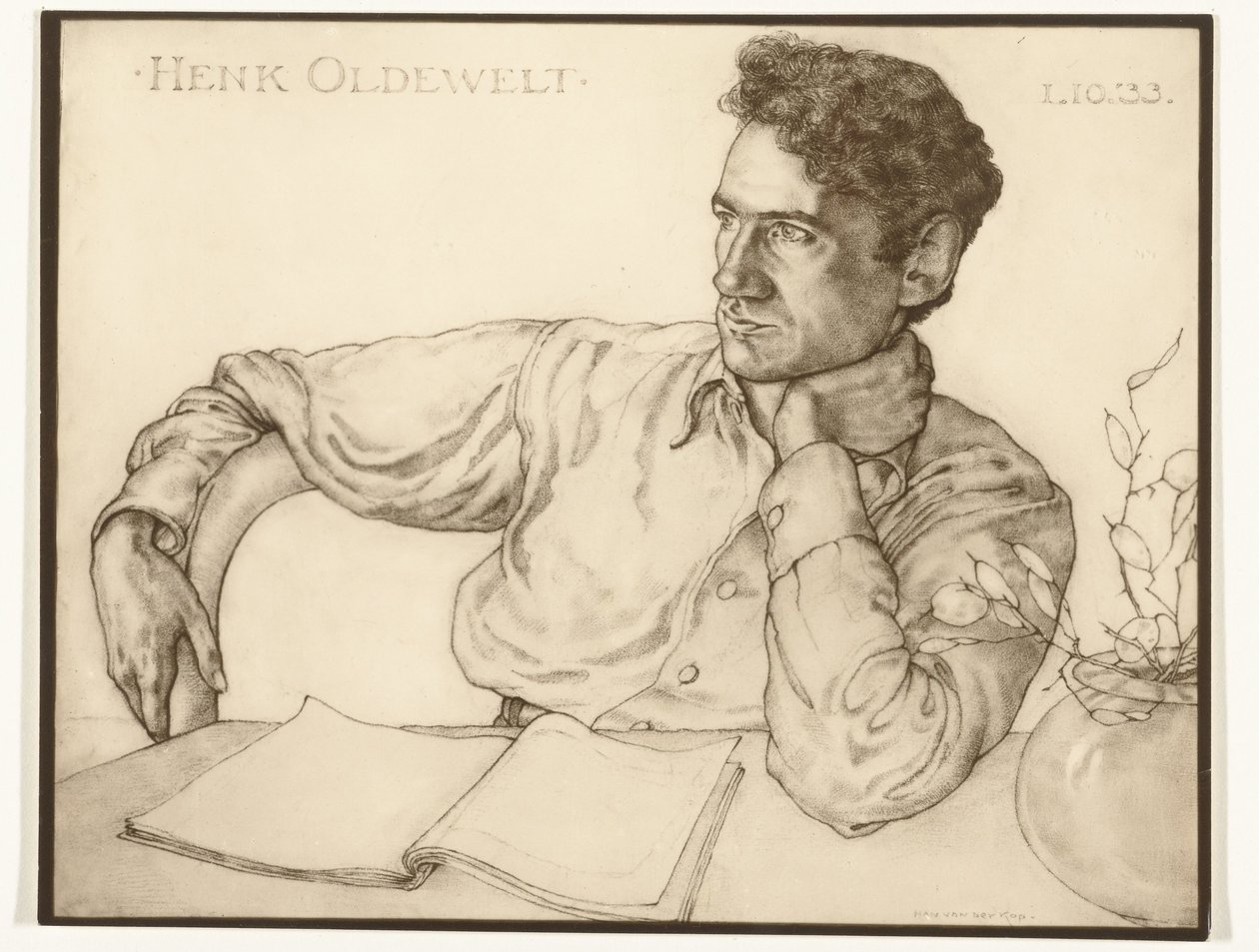 Henk Oldewelt'in Han van der Kop tarafından çekilmiş bir portresinin fotoğraf reprodüksiyonu Henk Oldewelt 1.10.'33 (nesne üzerindeki başlık) by Foto atelier Bijl