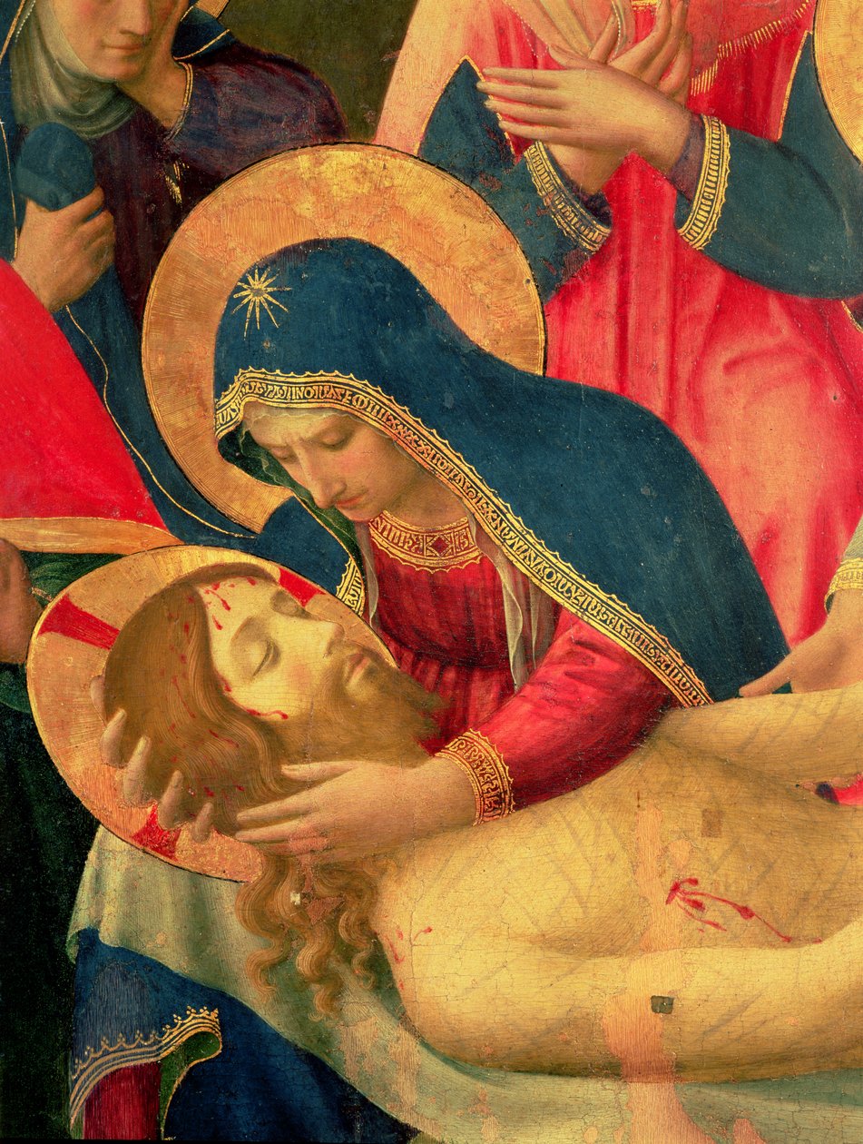 Haçtan birikme, Meryem Ana detayı, panelde 1436 tempera ve altın by Fra Angelico