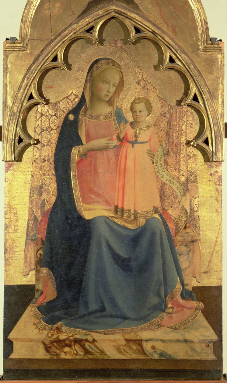 Madonna and Child, central panel of a triptych (tempera and gold leaf on panel) by Fra Angelico