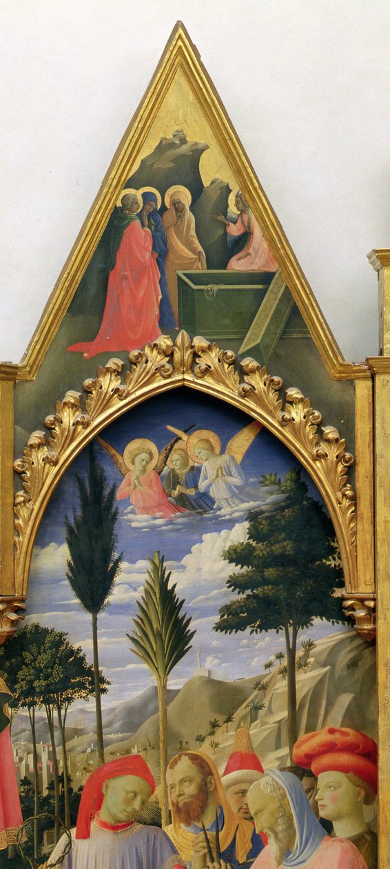 Santa Trinita Altarpiece, çerçeve ve zirveler Lorenzo Monaco Piero di Giovanni c.1370-1425 tamamlandı c.1434 tempera & gold, panel detayı 43967 by Fra Angelico