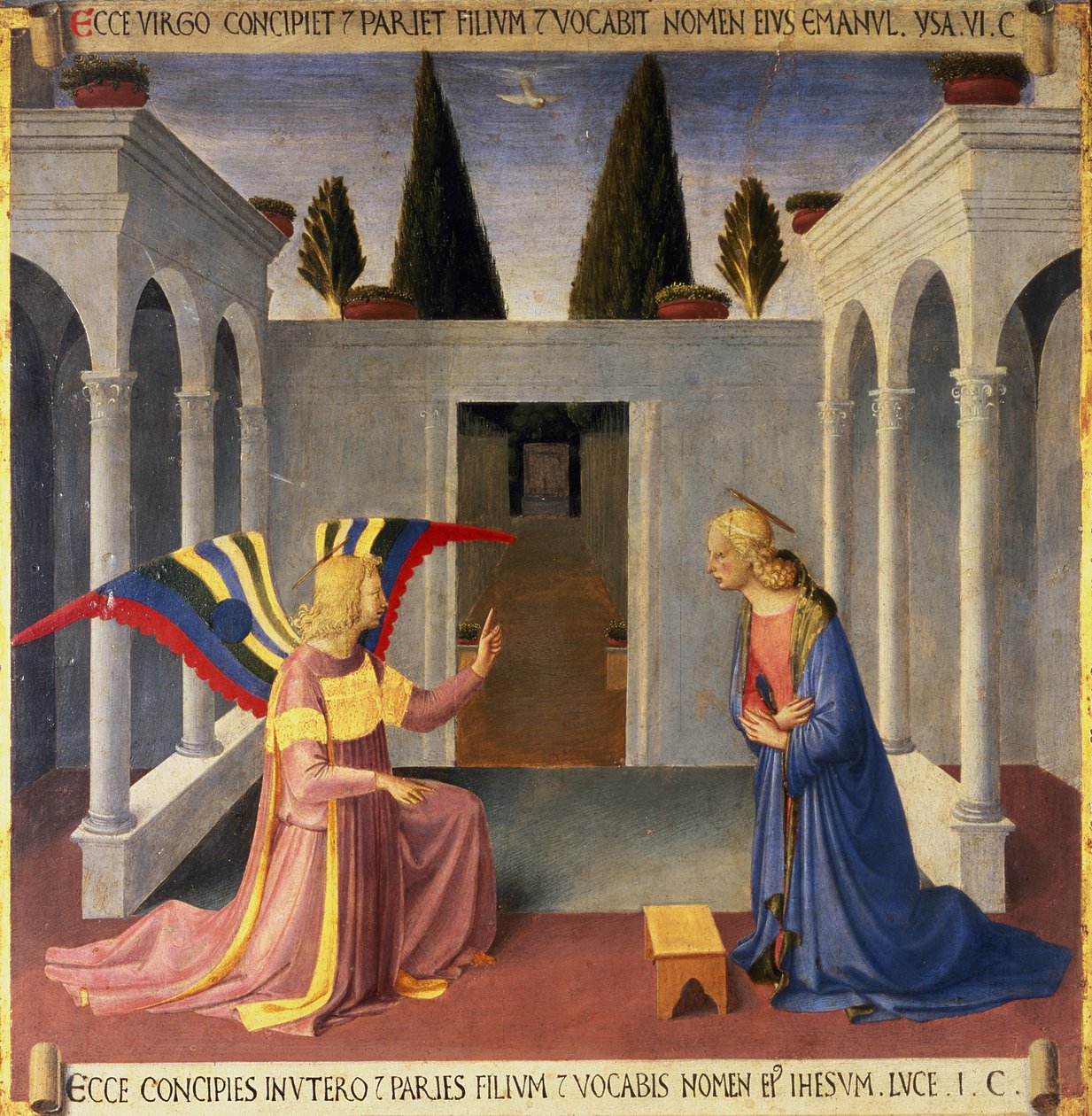 The Annunciation, detail from panel one of the Silver Treasury of Santissima Annunziata, c.1450-53 (tempera on panel) by Fra Angelico
