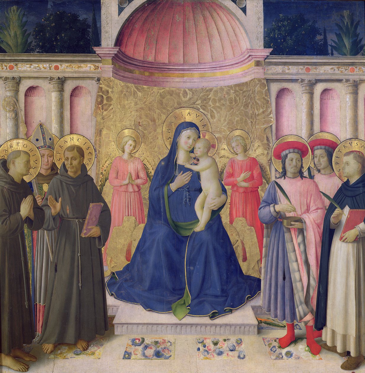 Bosco ai Frati Altarpiece: Bakire ve Çocuk, SS arasında iki melekle tahta çıktı. Padua