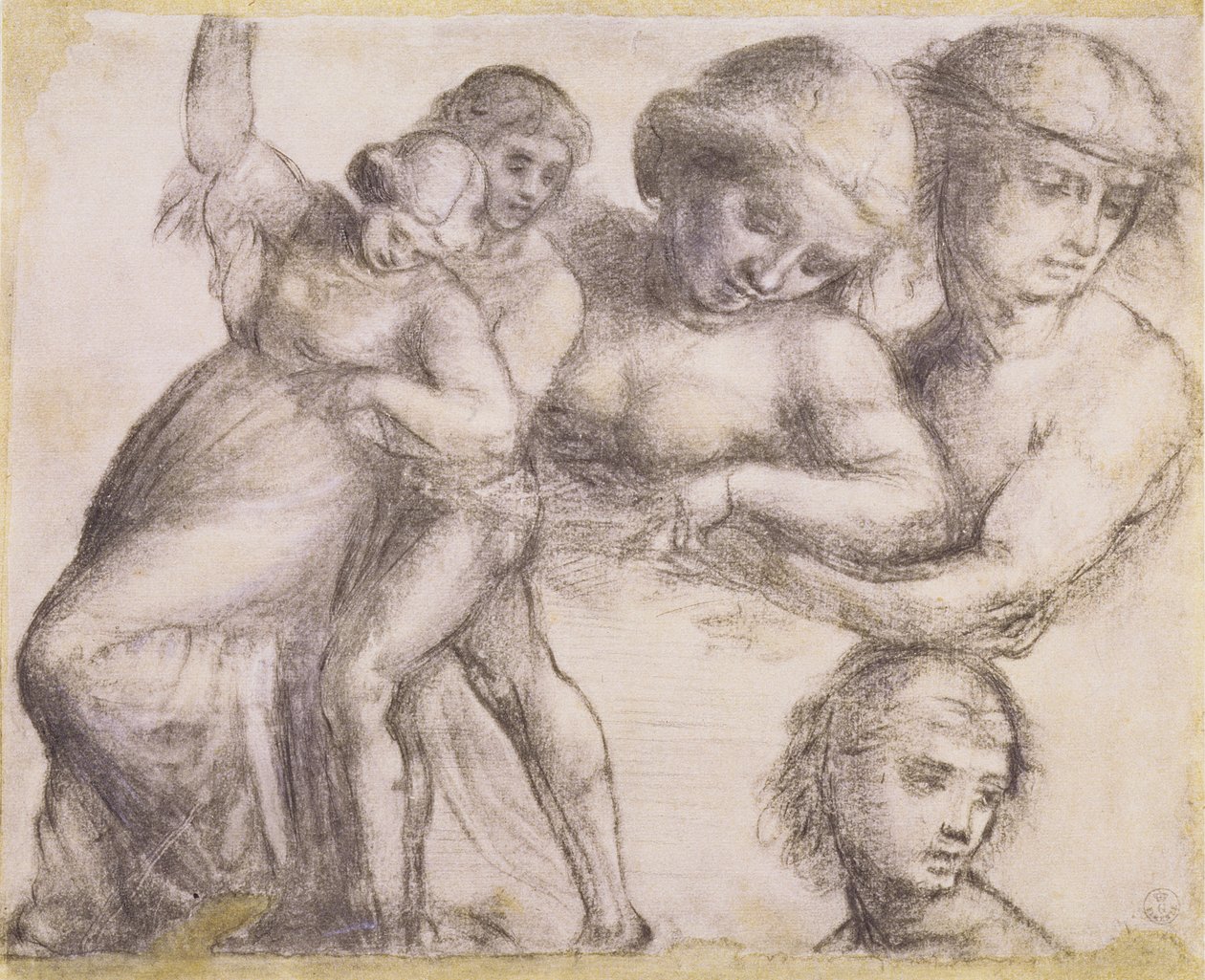 Villa Guinigi'deki Madonna della Misericordia için bir erkek ve bir kadın çalışması, Lucca, c.1515 (kağıt üzerinde tebeşir) by Fra Bartolommeo