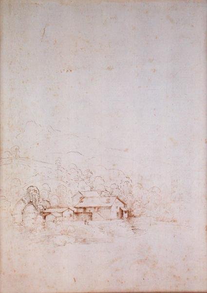 Ağaçlar Arasında Bir Çiftlik (verso) (kalem, kağıt üzerine kahverengi ve siyah mürekkep) (rekto için bkz. 152660) by Fra Bartolomeo