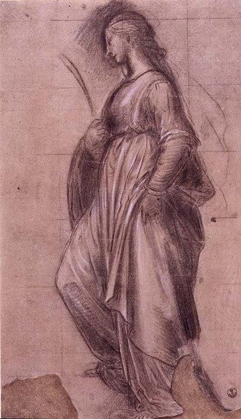 İskenderiyeli St. Catherine çalışması (kağıt üzerinde guajlı tebeşir) by Fra Bartolomeo