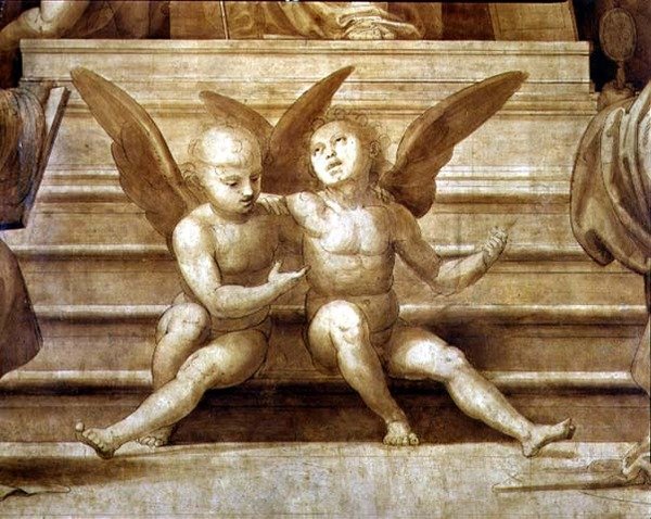 Büyük Konsey Altarpiece, iki melek tasvir eden detay by Fra Bartolomeo