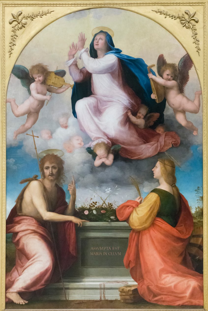 Vaftizci Yahya ve İskenderiyeli Aziz Catherine ile Varsayım by Fra (1472 1517) Bartolomeo