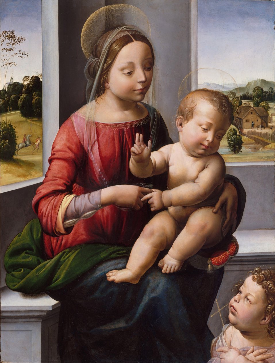 Vaftizci Genç Aziz John ile Madonna ve Çocuk, c.1497 (tahta üzerine yağ ve altın) by Fra Bartolomeo