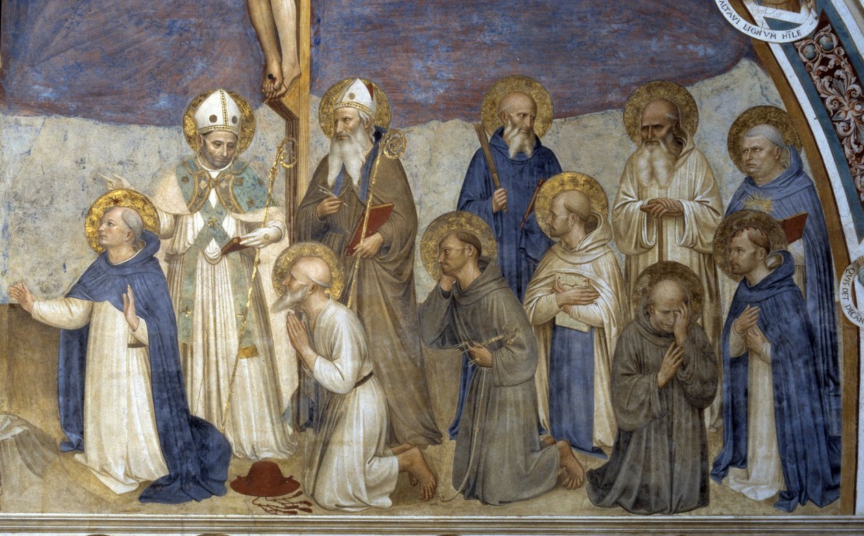 Azizler ile çarmıha germe, detay by Fra  Angelico