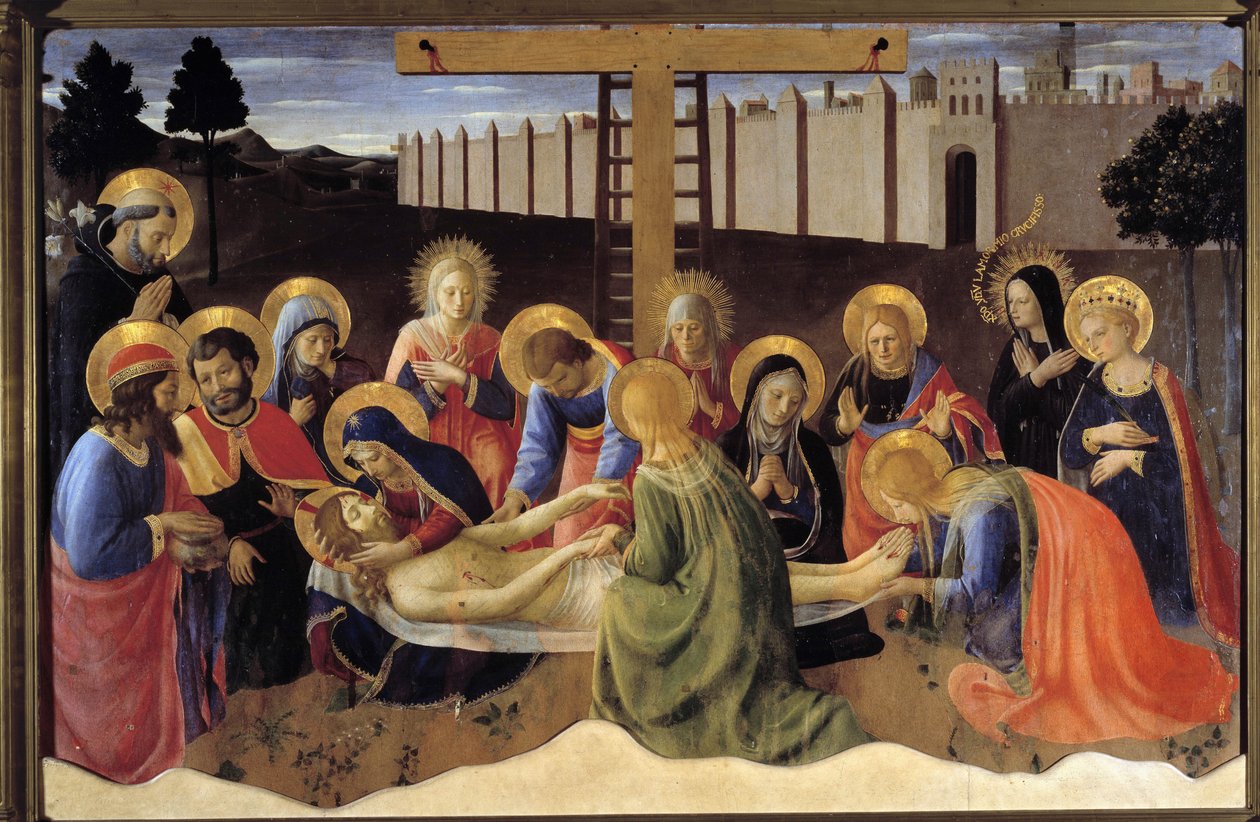 Ölü İsa hakkında Deplorasyon veya Ağıt (resim) by Fra  Angelico