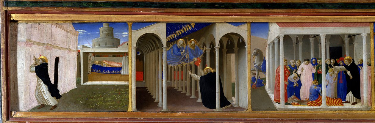 Soldan sağa, Aziz Dominika (1170-1221) ve Papa III. “” The Coro