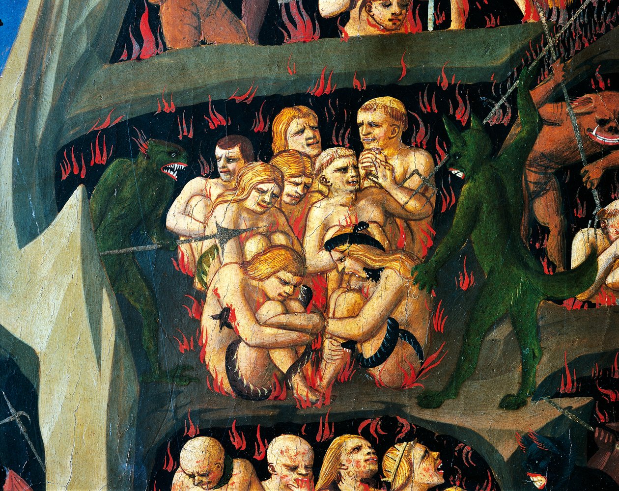 Tembelleri cezalandıran iblislerle cehennem, Fra Angelico (1400-yaklaşık 1455) olarak bilinen Giovanni da Fiesole