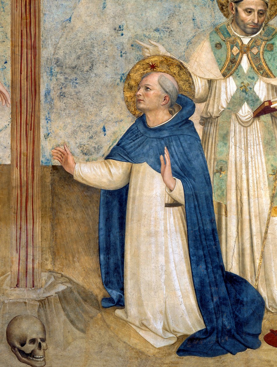Aziz Dominic, Fra Angelico (Guido di Pietro) tarafından Çarmıha Gerilmeyi temsil eden bir freskten detay by Fra  Angelico