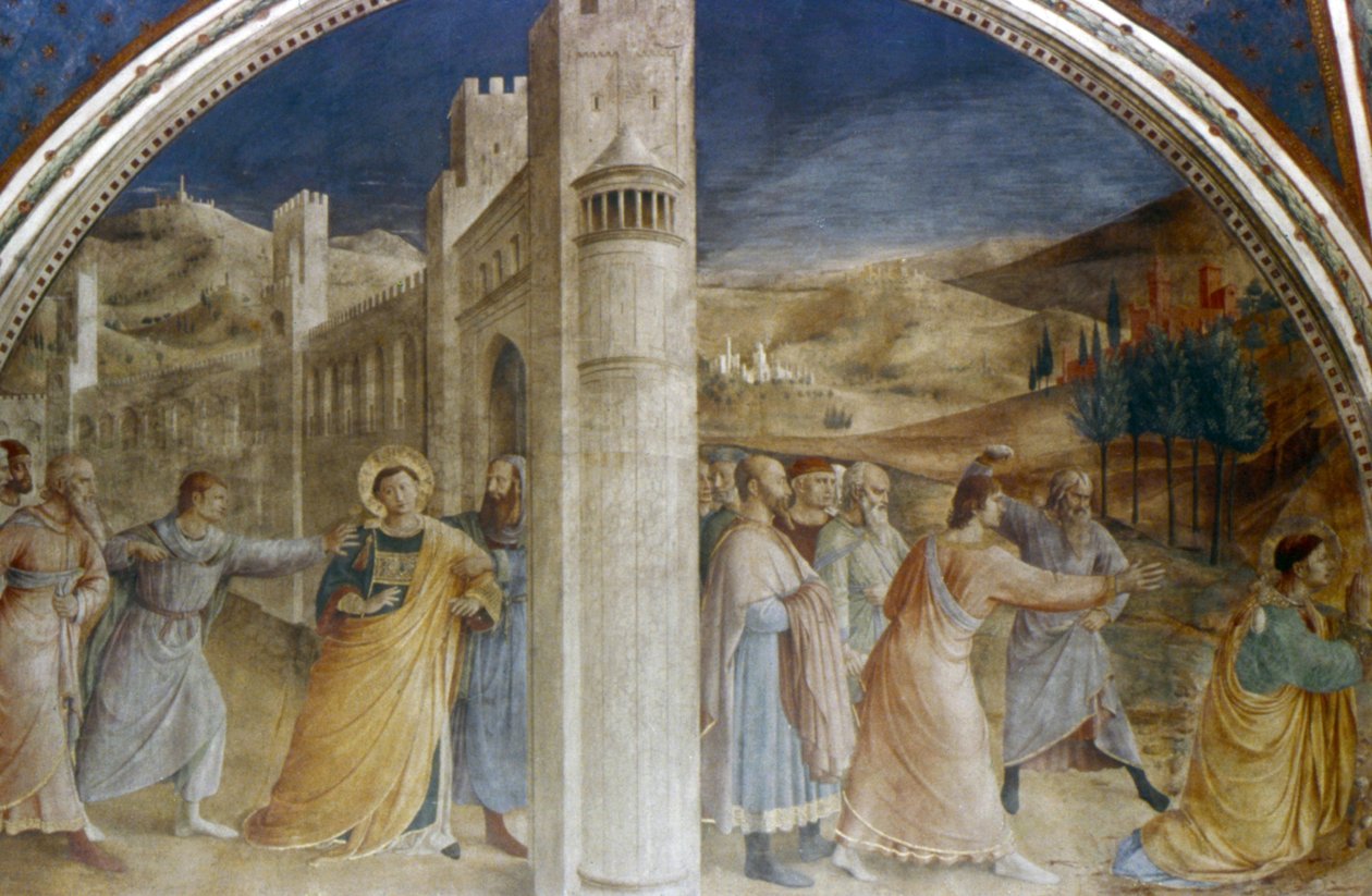 Aziz Stephen Şehitliğine götürülüyor by Fra  Angelico