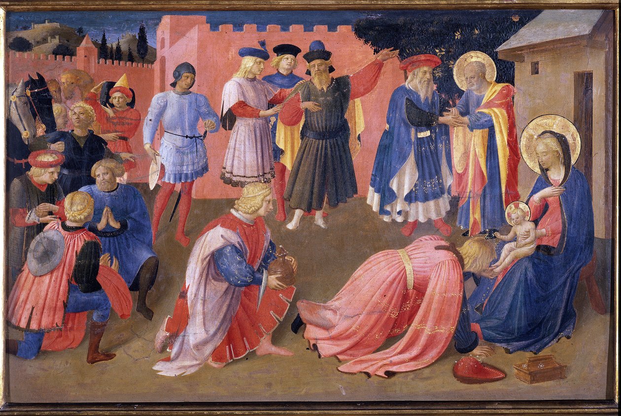Büyücülerin hayranlığı. Linaioli Mişkanı (Ahşap üzerine resim by Fra  Angelico