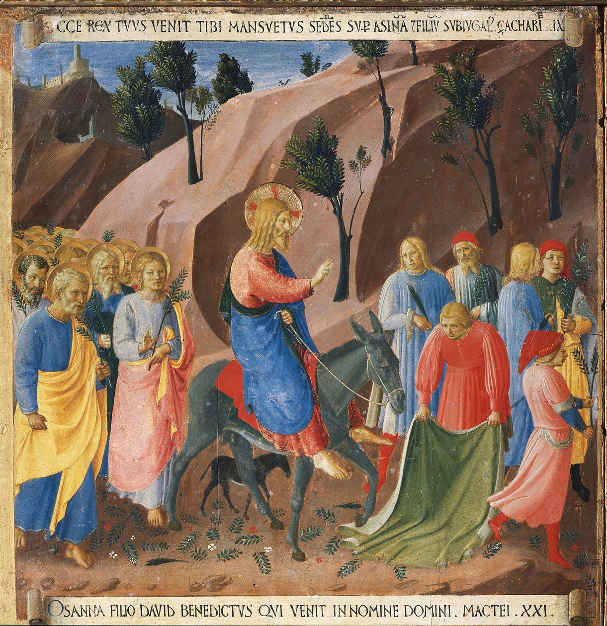 Kudüs'e giriş. İsa'nın Hayatı, Gümüş Dolap. (Ahşap üzerinde sıcaklık by Fra  Angelico