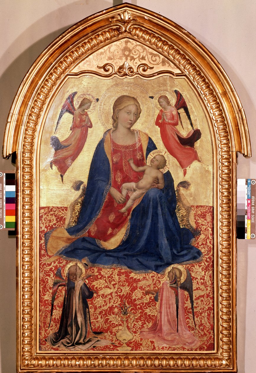 ""Bakire ve çocuk ve melekler"" (Bakire ve meleklerle çocuk) Tempera, Guido di Pietro (veya Fra Giovanni da Fiesole) tarafından ahşap üzerine Fra Angelico veya il Beato (1400-1455) 1425 Dim. 81x51 cm Hermitage Müzesi , aziz petersburg by Fra (c.1387 1455) Angelico