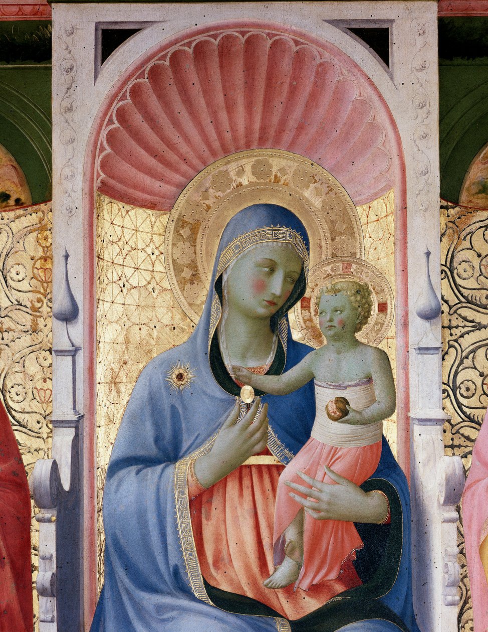 Çocuklu bakire. Annalena sunağı detayı (Ahşap boyama by Fra  Angelico