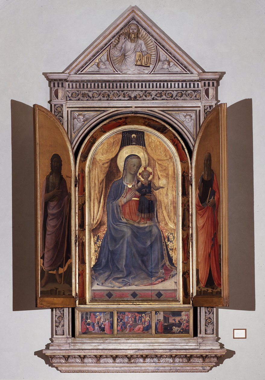 Çocuklu bakire. Linaioli Açık Çadırı (Ahşap boyama by Fra  Angelico