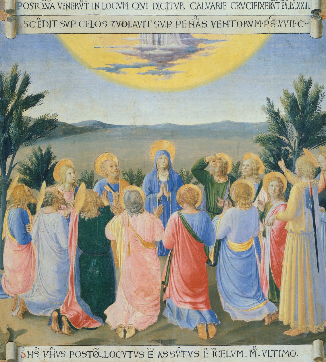 Yükselişi tasvir eden ek, Fra Angelico (1400-1455 dolaylarında) olarak bilinen Giovanni da Fiesole tarafından İsa'nın yaşamı ile Gardırop degli Argenti'den (Gümüş Sandık) panel, ahşap üzerine tempera by Fra (c.1400 55) Angelico